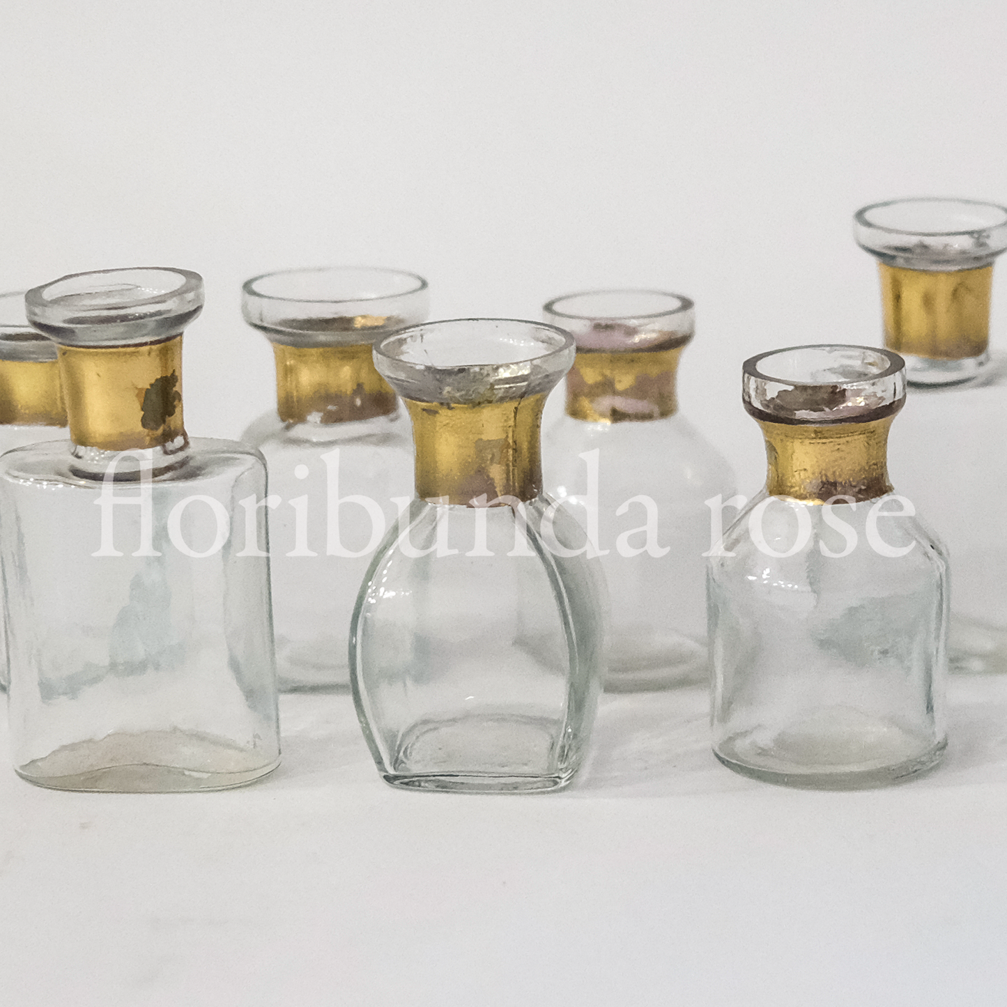 Glass Bud Vase Set with gold detail