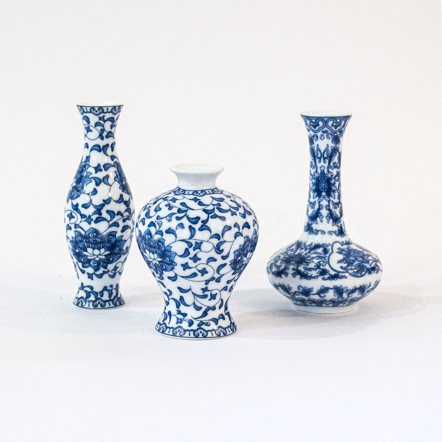 Blue & White Bud Vase - Set of Three