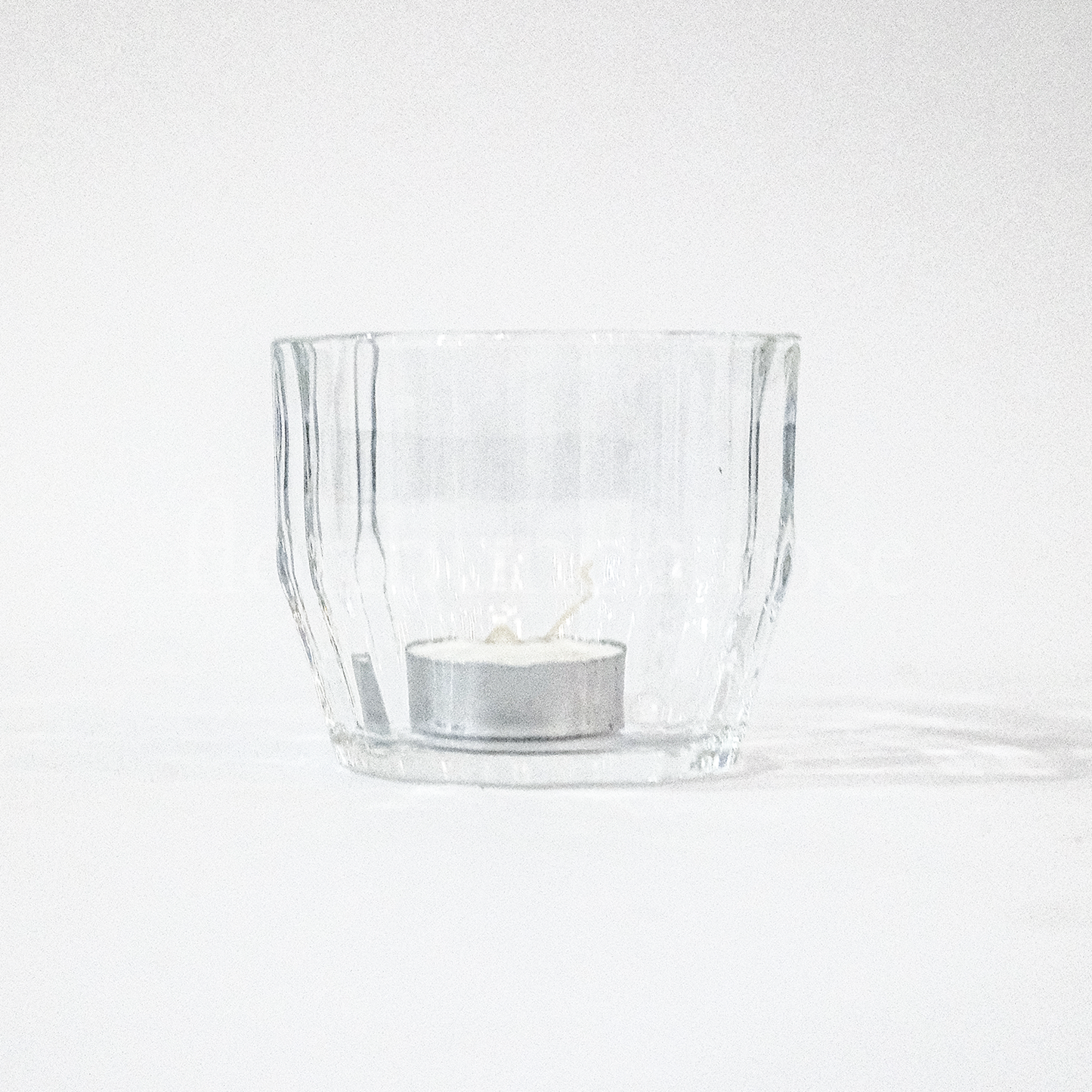 Glass Tealight Votive Candle Holder Ridged