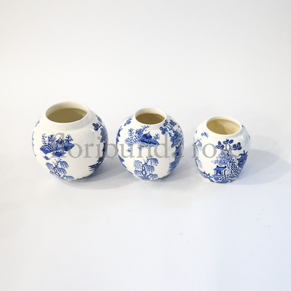 Set of three Blue & White Vintage Ginger Jar/Vases
