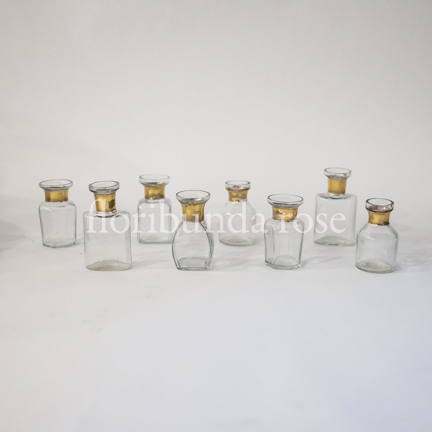 Glass Bud Vase Set with gold detail