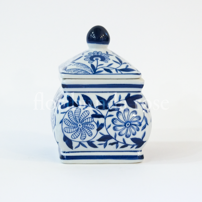 Blue & White Square Ginger Jar / Vase