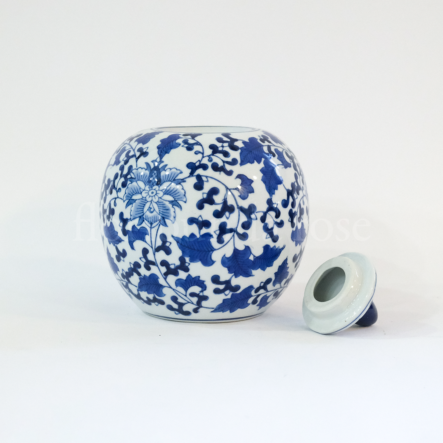 Large Round Blue & White Ginger Jar Vase/Pot