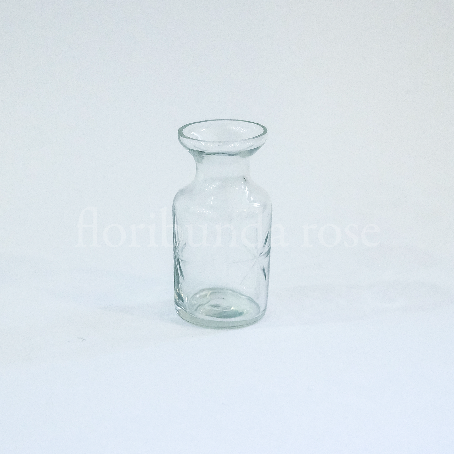 Small Round Based Straight Sided Cut Glass / Etched Bud Vase