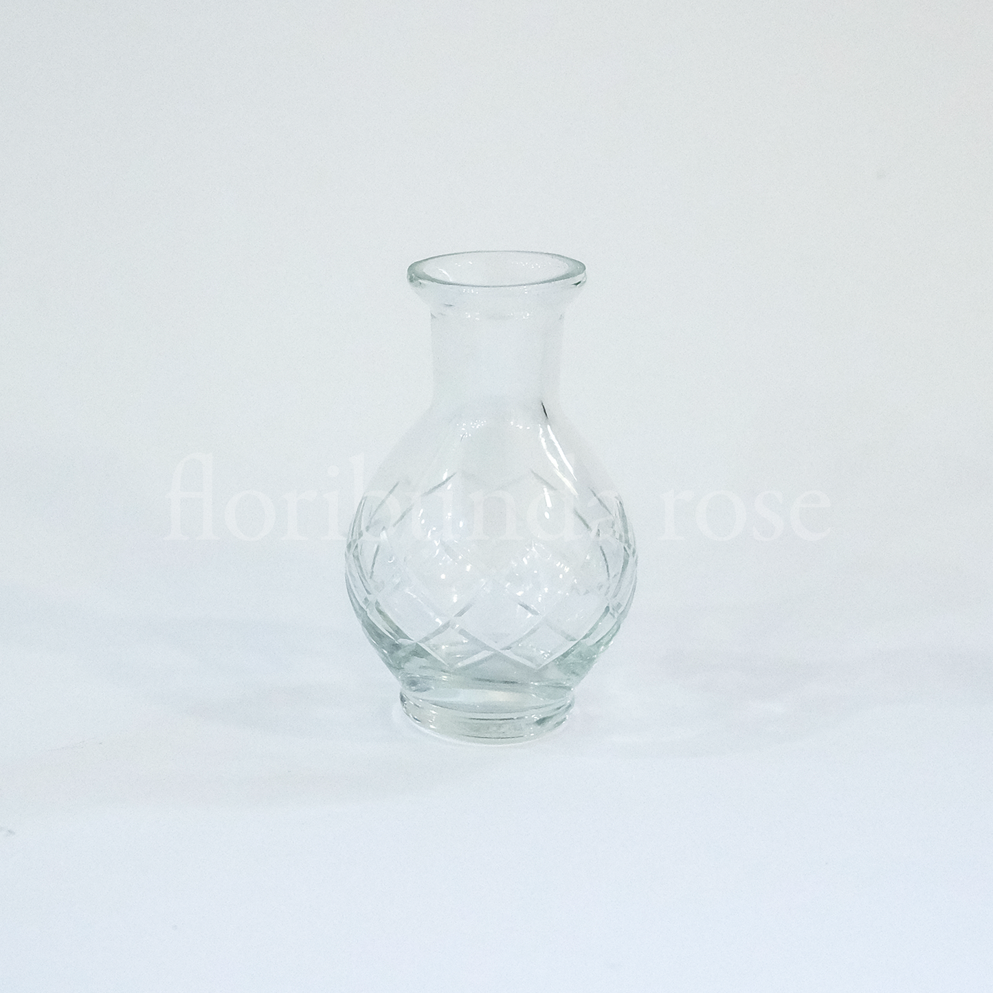 Small Round Base Glass Cut / Etched Bud Vase