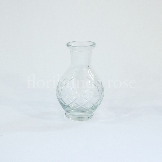 Small Round Base Glass Cut / Etched Bud Vase