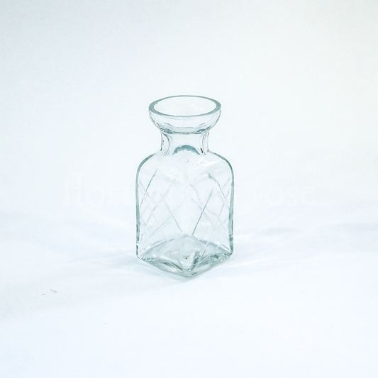 Small Square Based Glass Cut / Etched Bud Vase