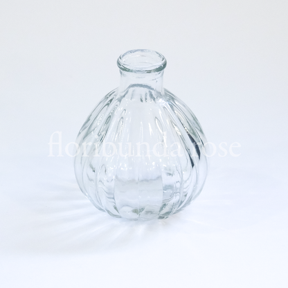 Bulb shaped Ribbed Glass Bud Vase