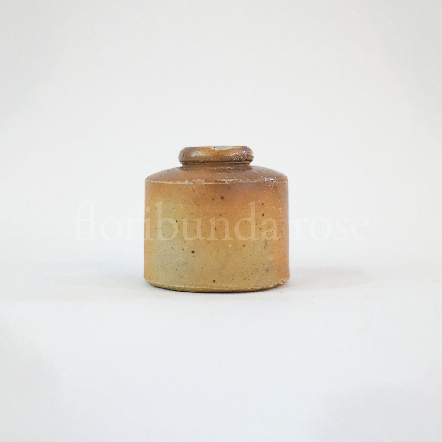 Tiny Brown Stoneware Inkwell Bud Vase