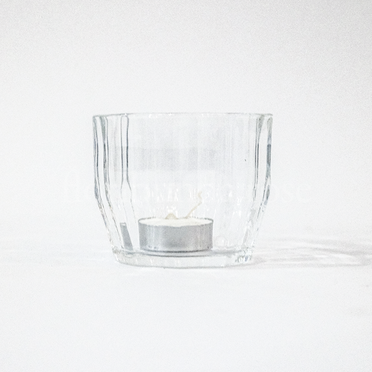 Glass Tealight Votive Candle Holder Ridged