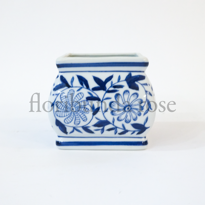 Blue & White Square Ginger Jar / Vase